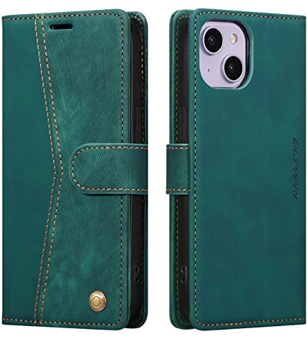 QLTYPRI Case for iPhone 13, Premium Flip Folio PU Leather Wallet Case with Magnetic Closure Card Holder Kickstand Shockproof Protective Phone Cover for iPhone 13 (6.1 inch)- Green