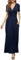 PCEAIIH Women's Maxi Dress Casual Deep V Short Sleeve Floral Ladies Wrap Long Dress with Pockets L Navy