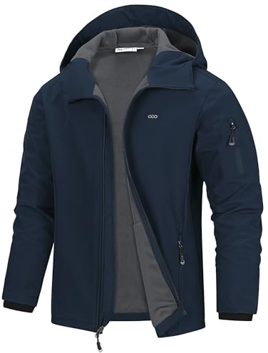 33,000ft Men's Hooded Softshell Jacket Waterproof Lightweight Insulated Windbreaker Fleece Lined Rain Shell Jacket