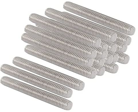 QUARKZMAN M6 x 50mm 1mm Passo Completamente Barra Filettata x 20pz in Acciaio Inox 304 Filettato Aste Barra Perno per Bulloni e Morsetti e Gancelle e Bulloni a U,[Argento]
