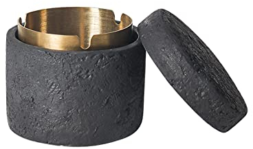 Cutfouwe Mülleimer Mit Deckel,Innenzylinder Aus Beton Und Metall - Φ11.5Cm X Höhe 5.5Cm,Schwarz,B
