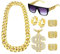 Diamday 80er 90er Hip Hop Kostüme Outfit Fake Goldkette Geldkette Rapper Punk Sonnenbrille Gold Reifen Ohrringe Chian Armbänder