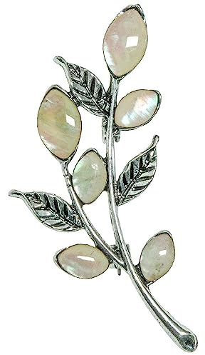 Naturosphère - Bijoux naturels C14 - Broche petite branche avec nacre blanche