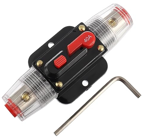 EPLZON 40A Interruttore Interruttore 40 AMP Fusibile Inline Holder 12V-48V DC Pulsante di Reset Manuale per Car Audio Amplificatore di Suono Sistema RV Casa Marine Boat Truck