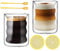 2er Set Latte Macchiato Gläser, Doppelwandige Kaffeegläser 200ml, Espresso Gläser mit Löffel und Untersetzer, Thermo Kaffeegläser, Spiralförmig Cappuccino Tassen Saftgläser Glas Cup