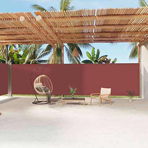 ADWOA Toldo Lateral retráctil marrón 200x1200 cm Toldo Balcon Techo Exterior Lluvia