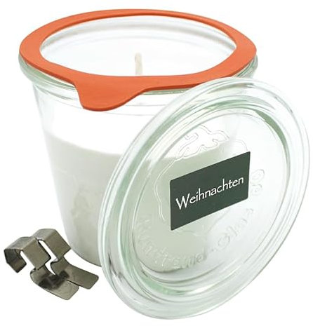 luterna 100% ÖKO-Duftkerze aus regionaler Bio-Masse im original Weckglas®, Weihnachtsduft, BIOKEMA, 94/90 mm, 290 ml, Brenndauer ca. 46h