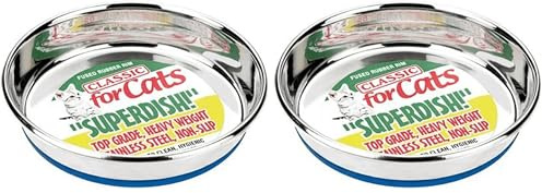 Classic Pet Products Classic Steel Superdish for Cats, Large, 500 ml (Pack of 2)