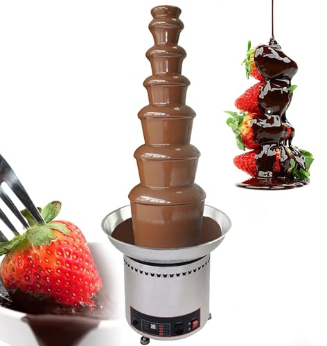 Máquina Fuente Chocolate Eléctrica Comercial 6/7 Niveles, Derretidor Automático Chocolate 0-150 ℃, Con Derretimiento Calor, Control Pantalla Digital, Ideal Para Queso, Rancho O Fiesta Boda,7Tier