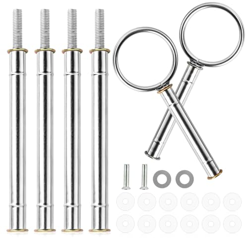 Wvu & Wvo Etageren Stangen Set, 2 Sets Etagere Zubehör 2 bis 3 Etage für Hochzeitstorte Etagere Tortenständer Tortenhalter Torten mit Schrauben und Unterlegscheiben(Silber)