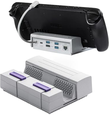 AKNES GULIKit Docking Station for Steam Deck, 7-in-1 Steam Deck Dock with HDMI 4K@60Hz, Gigabit Ethernet, 3*USB-A 3.0, USB-C Output & USB-C PD 100W Compatible with ROG Ally/AYANEO/Switch