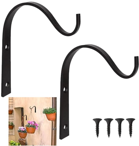 GNAUMORE - Soporte de pared para colgar plantas, gancho de suspensión de metal de jardín, soportes de pared de hierro para suspensión de flores, plantas de pared de suspensión de ganchos, 2 piezas de