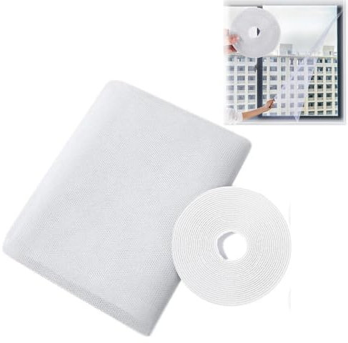 Zanzariera per Finestre,Zanzariera Finestra Adesiva,Protezione Dagli Insetti Zanzariera Tenda,Zanzariera da 2,0 m x 1,5 m per finestre,Con 1 rotolo di velcro per la prevenzione di zanzare e insetti