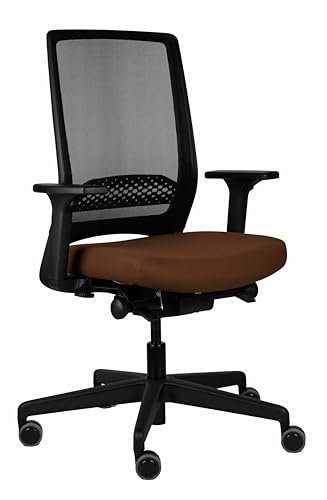 Viasit Kickster ergonomischer Bürodrehstuhl Schreibtischstuhl mit Armlehnen und Lumbalstütze für Homeoffice und Büro 5 Jahre Garantie (Schwarz/Braun)