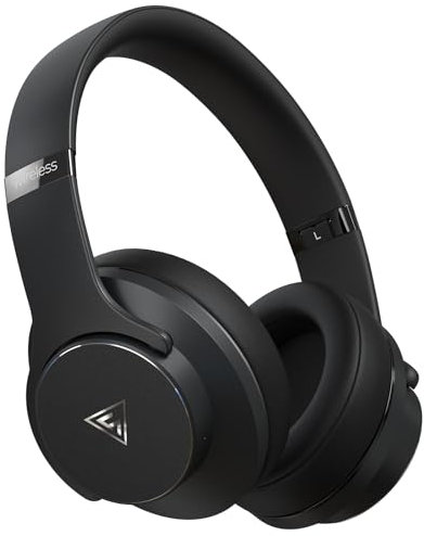 DOQAUS Bluetooth Headphones Over Ear, 90H Playtime Bluetooth 5.3 Wireless Headphones with Mic, Foldable Lightweight Headphones Wireless with Hifi Stereo Sound, Deep Bass for Travel PC Cellphone(Black)