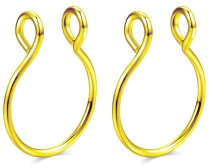 Decentraland 2 Stück Silbrig 20G 0,8 mm Fake Stretched Hoops Septum Faux Nasenringe Edelstahl Hufeisen U-förmig Nasen-Lippen-Piercing Nagel-Piercing-Schmuck 8 mm