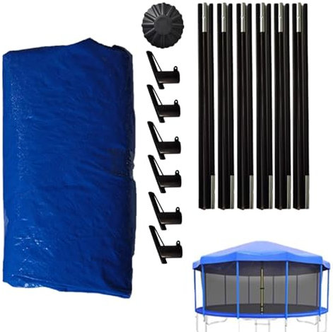6FT Trampolin-Schattenabdeckung, Trampolin Sonnenschutz Trampolin Überdachung Abdeckung, wasserdichte staubdichte Dach Abdeckung für Trampolin mit 6 Stangen