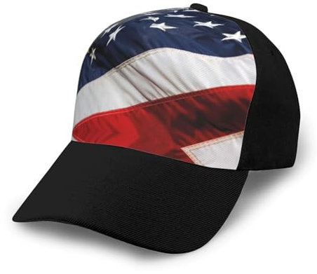 Cappello da baseball con visiera curva con bandiera americana, visiera parasole, cappello da camionista, cappello da papà, cappello da pesca, uso quotidiano, nero, nero, taglia unica