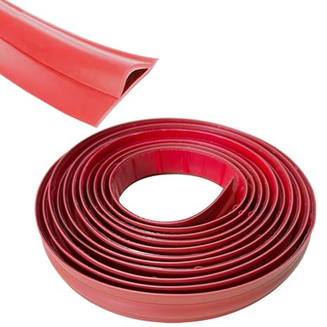 Inscrip Selbstklebende Randleiste für Teppiche, Laminat Bodenabdeckung Streifen, Teppich Verkleidung Streifen, TPE Bodentür Trennstreifen, Bodenübergangsstreifen, Randstreifen (Rot, 1M)