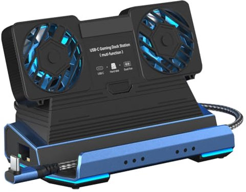 LYEAA 4K Docking Station con Gigabit Ethernet Dual Ventole di Raffreddamento per Go More Console di gioco TYPE-C dock di espansione hard disk box hub