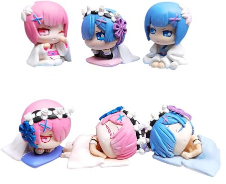 Gooyeh REM Figur und RAM Figuren Anime Dekoration Figuren 3-5CM PVC Skulptur Statue Anime Figur Sammlerstücke Geschenk für Anime Fans 6 Stück