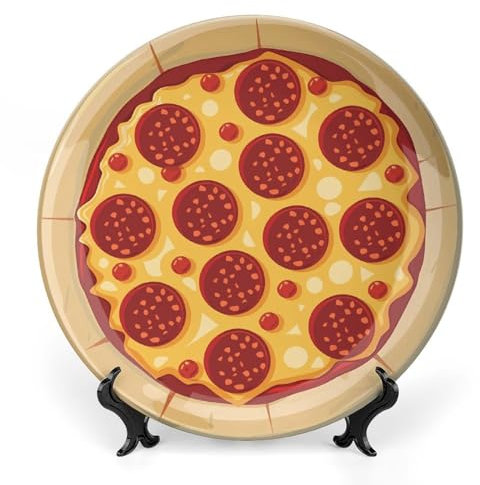 Pepperoni Pizza Slice Bone China Plate – Fun Food-Themed Ceramic Display for Kitchen or Parties