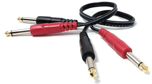 DRUT 2 x 6,35 mm (1/4 Zoll) Mono-Klinkenstecker auf 2 x 6,35 mm Mono-TS-Klinken-Audiokabel – Doppel-Signal-Patchkabel für Mixer, Controller, DJ und Audio-Ausrüstung, goldene Enden (0,5 m)