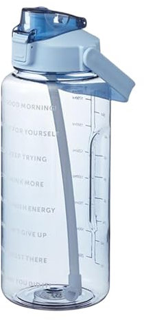 Générique Bouteille d'eau, Gourde 2L Motivation, sans BPA, Étanche & Réutilisable, Gourde Graduée avec Marqueur Et Paille & Poignée, Gourde Grande Capacité, Pour Le Camping, La Randonnée, Salle Sport
