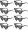 8 Stück Herz Sonnenbrillen, Vintage Herzförmige Brillen, Mode Hippie Brille Herz, Herzförmige Sonnenbrille Schwarz/Weiß, Herzförmige Party-Sonnenbrille, für Urlaub Party Hochzeit Karneval