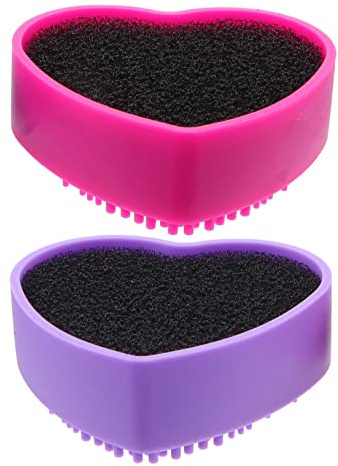 Ipetboom 2pièces Boîte De Nettoyage De Pinceaux Silicone Forme De Cœur Utilisation Sèche Et Humide Couleurs Mixées