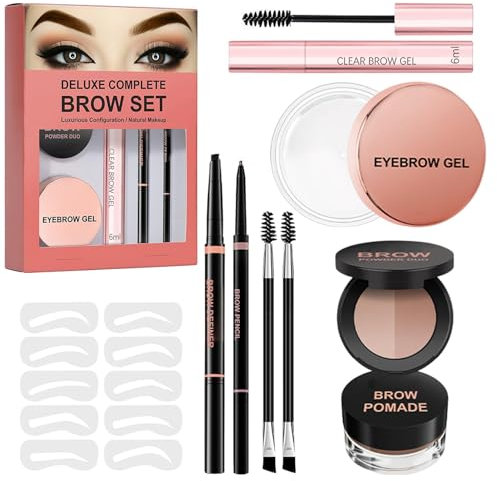 Augenbrauen-Set, Augenbrauen-Schablonen-Set, Wasserfester Brauenstempel, Mit Natürlich Aussehenden Ergebnissen, Wasserfest Und Langanhaltend, 6 Ml, 8 X 8 G, Für Frauen Und Mädchen