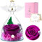 Cadeaux de Roses Eternelles pour Elle, Cadeau Femme Roses Préservées dans des Figurines d'ange en Verre, Anges de Fleurs pour Maman Grand-mère, Epouse, Sœur, Petite Amie (Violet)