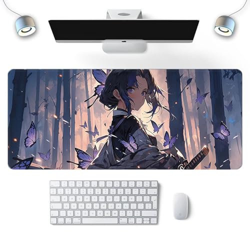 Anime Demon Mouse Pad XXL Gaming Mousepad Gomma Giapponese Kochou Shinobu Grandi Mouse Pad Impermeabile Liscio 800 x 300 mm