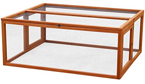 Actiaspet Wooden Outdoor Pet Run with Mesh Cover, Hinged Entrances, for Rabbits, Guinea Pigs, Chickens (Fir Wood, Large - 120cm)