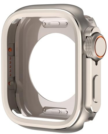 HSPTR Metallstoßgehäuse für Apple Watch S10 46 mm Schutzrahmenabdeckung für iWatch Serie 10 9 8 7 6 5 SE Wechsel zu Ultra 2 49 mm Titan-Uhrengehäuse(Ti,45MM-Series 7 8 9)