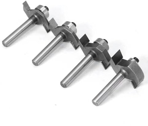 4pc 6mm 6.35mm Shank Classical T-Slot Milling Cutters C3 Carbide T Type Biscuit Joint Slot Cutter Wood Router Bit With Bearing(4pcs 6mm shank)