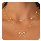 ALEXCRAFT 14K Vergoldet Layered Kette 2in1 Silber Zirkonia Halskette Damen | Verstellbares Doppel Stapelbare 2 Layered Kette mit Zirkonia Anhänger Halskette Boho Layering Schmuck Ketten Damen Frauen