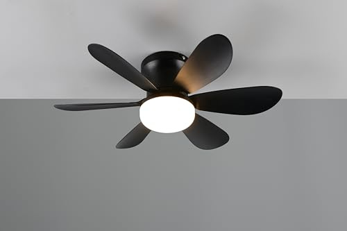 lightling LED Deckenleuchte Lunar mit integriertem Ventilator und Fernbedienung, 3 Geschwindigkeitsstufen, Lichtfarbe einstellbar, Dimmer, Nachtlicht, Ø 53 cm, Höhe 16 cm, schwarz matt