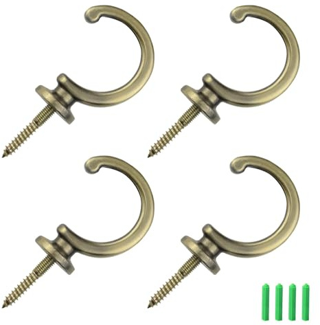 MUNTE 4 Stück Wandhaken Vintage, Gardinen Halterung Wand Aus Zinklegierung | Schraubhaken Antik mit 4 Dehnungsrohr, 7,5 x 3,7 cm, für Wohnzimmer, Schlafzimmer, Büro
