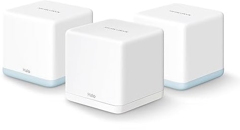 Mercusys TP-Link Halo 3-pack Router WiFi Mesh Dual Band AC1200Mbps, 3 Pezzi con Copertura fino a 320㎡, 2 Porte Gigabit Ethernet, Modalità Router e Access Point, Parental Control