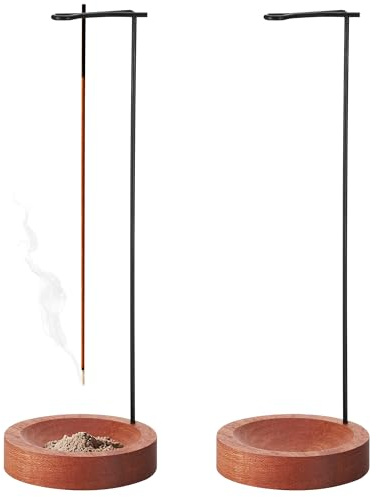 Zourglow 2 Piezas Porta Incienso Invertido, Quemador de Incienso | Soporte de Inciens con Base de Madera Extraíble para Decoración del Hogar, Oficina, Yoga, Meditación