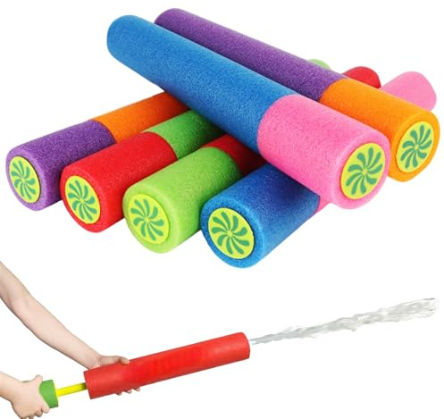 Pistola de Agua 5 Piezas 33cm Super Soaker Niños Juguete Agua Alcance Largo | Espuma Eva Ligera, Para Batalla Acuática Playa Piscina Jardín Exterior, Ideal Favores Fiesta Juegos al Aire Libre Niños