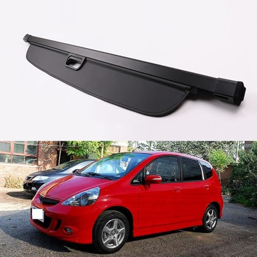 Auto Laderaumabdeckung,für Honda FIT Jazz 2002 2003 2004 2005 2006 2007 Kofferraum Abdeckung Rollo Einziehbar Kofferraumabdeckung Hutablage Zum Schutz Der PrivatsphäRe Cargo Cover