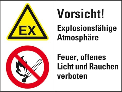 KSIGN Kombischild mit Symbolen Vorsicht! Explosionsfähige Atmosphäre..,Folie, 200x150mm