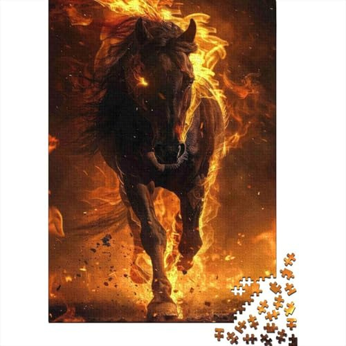 Brennendes Pferd 1000 Teile Puzzle für Erwachsene Papier Nachtlicht Kunst Familienspiel Deko Geschenk 38x26cm/1000pcs