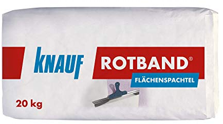Knauf Rotband Flächenspachtel – schnell härtende Spachtel-Masse zum Spachteln und Glätten von Putz, Mauerwerk etc, leicht zu verarbeiten, Wand-, Decken-Spachtelmasse für Innen-Bereich, 20-kg