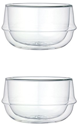 Kinto 2er Set doppelwandige KRONOS Suppenschalen aus Glas 330ml (11oz) Suppenschalen - Temperatur halten - Kondensation verhindern