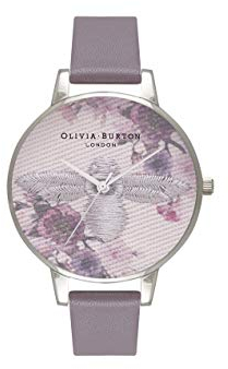 Olivia Burton Reloj Analógico de Cuarzo para Mujer con Correa en Piel Gris - OB16EM05