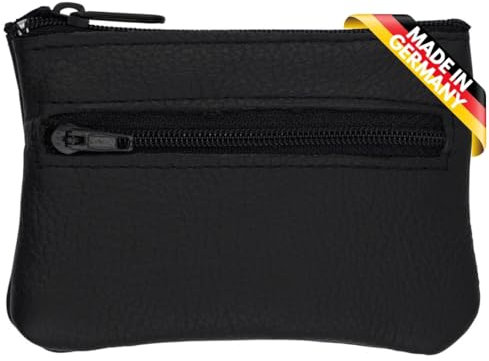 Festland DESIGN® Schlüsseletui 2 Fächer aus Leder schwarz, Schlüsseltasche für Autoschlüssel, Schlüsselhalter, Schlüsselanhänger, Schlüsselmäppchen für Damen & Herren (Schwarz 2 Fächer)