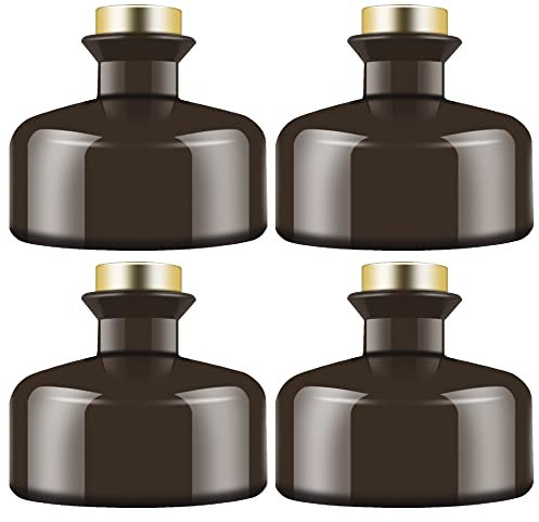 Feel Fragrance Black Glass Diffusor Flaschen Diffusor Gläser mit Gold Caps 4er Set - 7 cm hoch 150ml 5.5oz Duftzubehör für DIY Schilfrohr Diffusor Sets